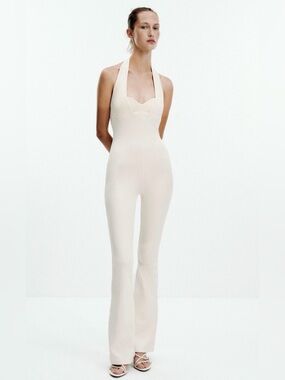 Halter Neck Cream Jumpsuit